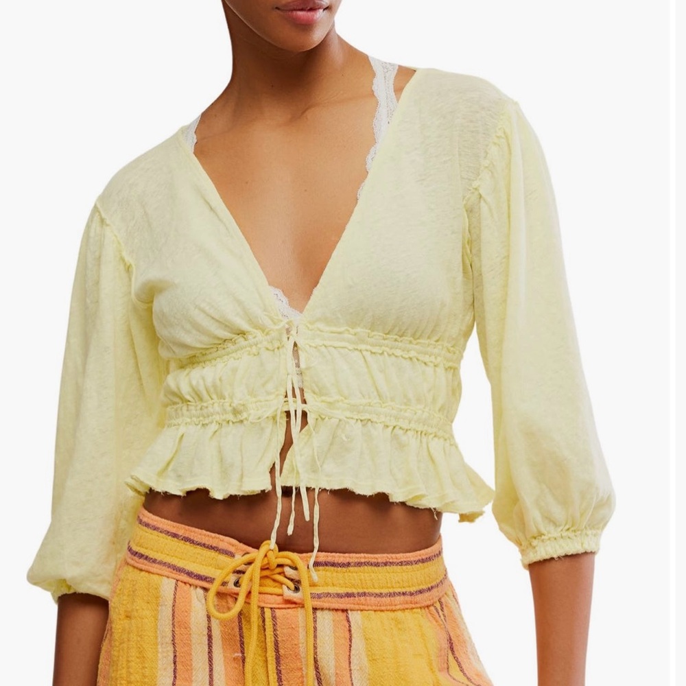 NWT Free‎ People Light Yellow Linen and Cotton Top-Size Medium

SKU 0202